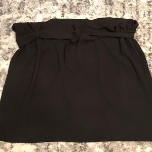 Paperbag waist tie black skirt